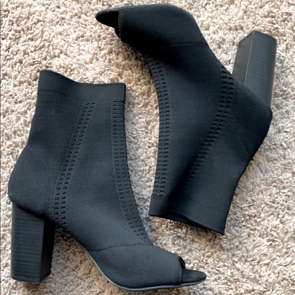 Black peep toe boots